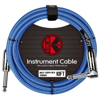Kirlin Fabric Cable, Straight-Angle, Blue - 10ft