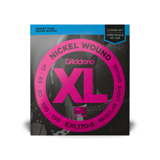 D'Addario EXL170-5 45-130 Nickel Wound Bass Guitar Strings - 5-String