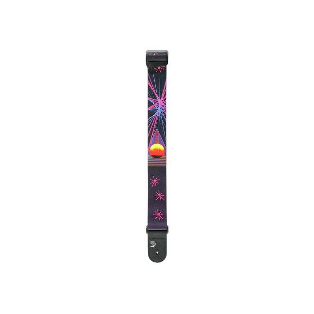 D'Addario Outrun Poly Guitar Strap - Neon Stars