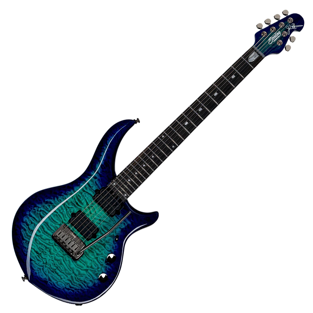 Sterling by Music Man Majesty Dimarzio - Quilted Maple Cerulean Paradise