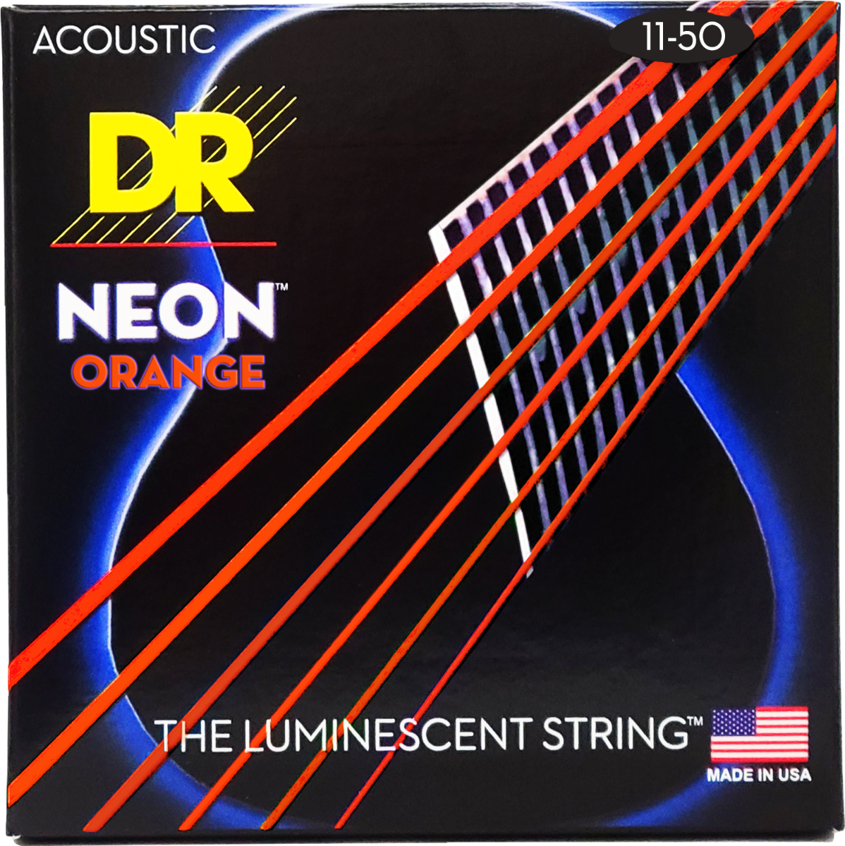 DR Neon Acoustic Guitar Strings - Orange