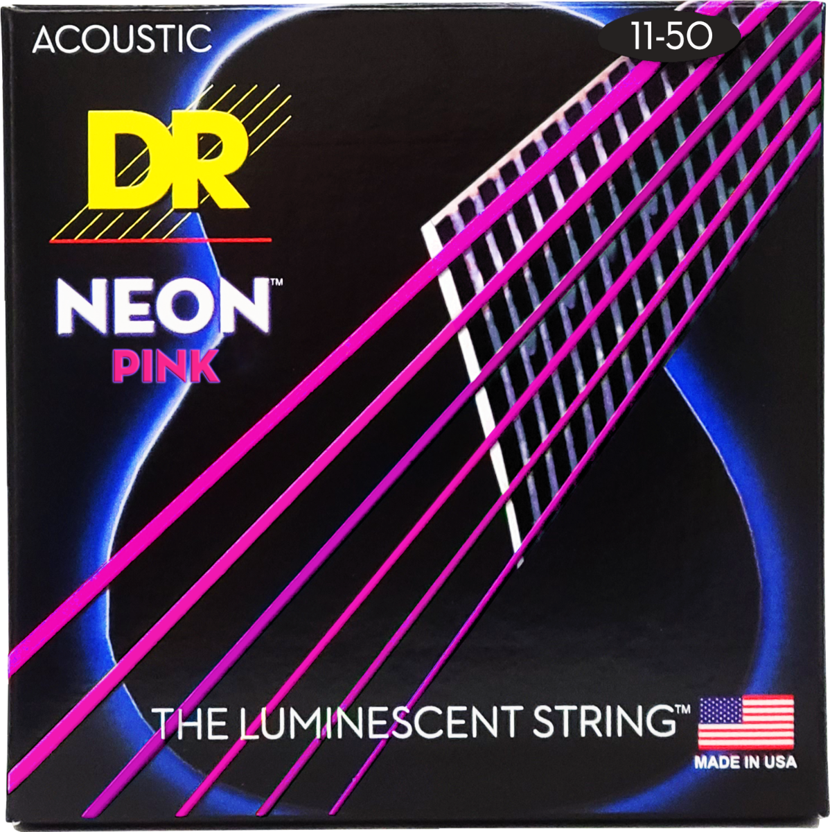 DR Neon Acoustic Guitar Strings - Pink