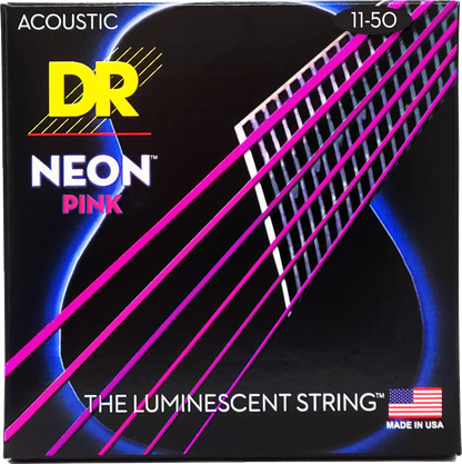 DR Neon Acoustic Guitar Strings - Pink