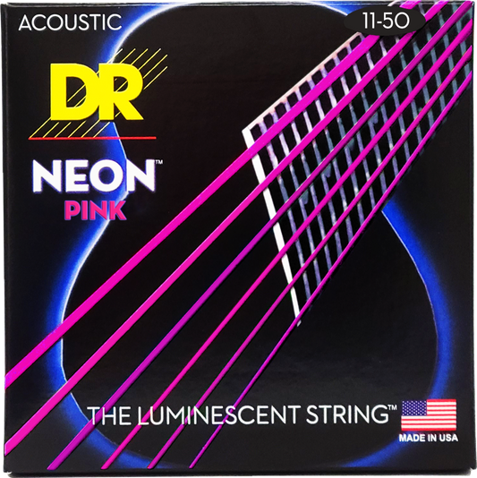 DR Neon Acoustic Guitar Strings - Pink