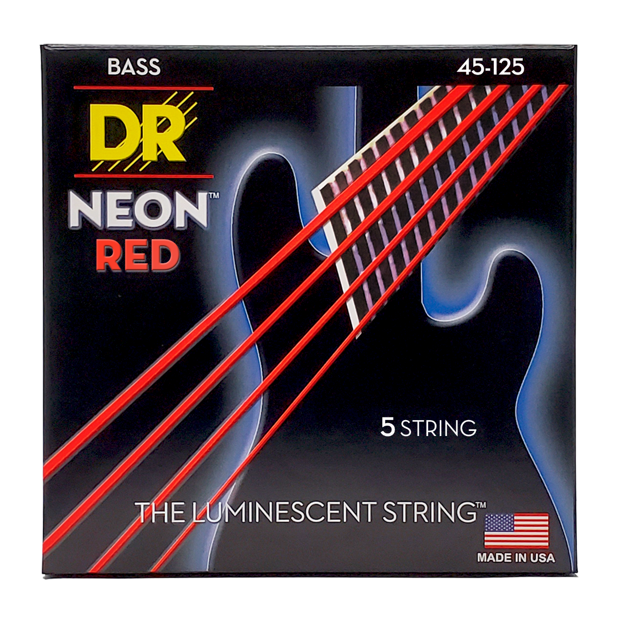 DR Neon Strings - Bass - 45-125 5-String - Red