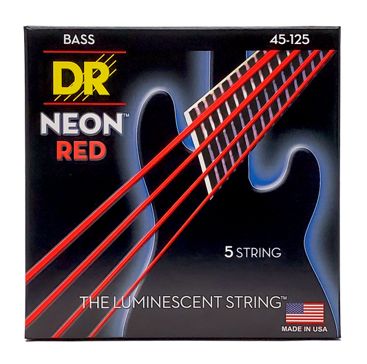 DR Neon Strings - Bass - 45-125 5-String - Red