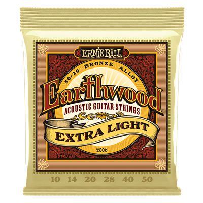 Ernie Ball Earthwood Extra Light 80/20 Bronze Acoustic Guitar Strings - 10-50