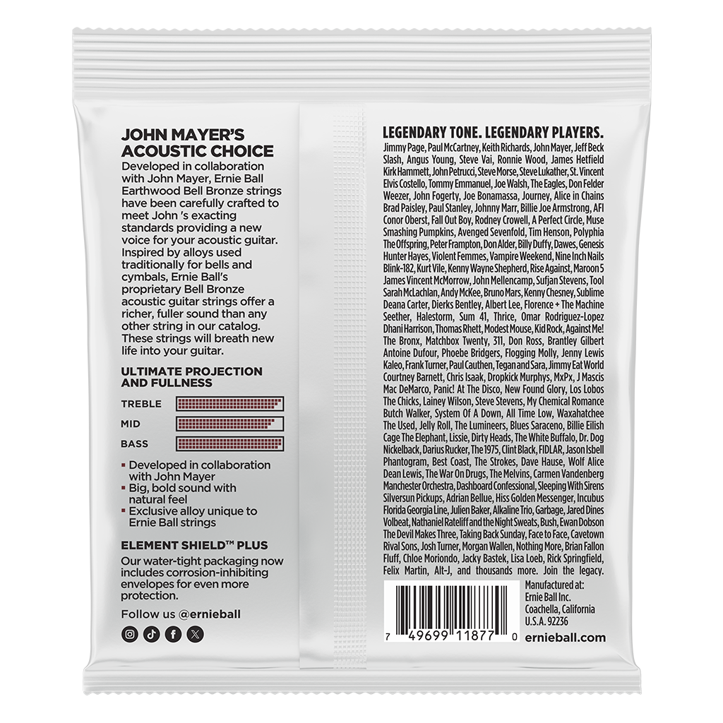 Ernie Ball Earthwood Bell Bronze Acoustic Guitar Strings - Medium Light 12-54