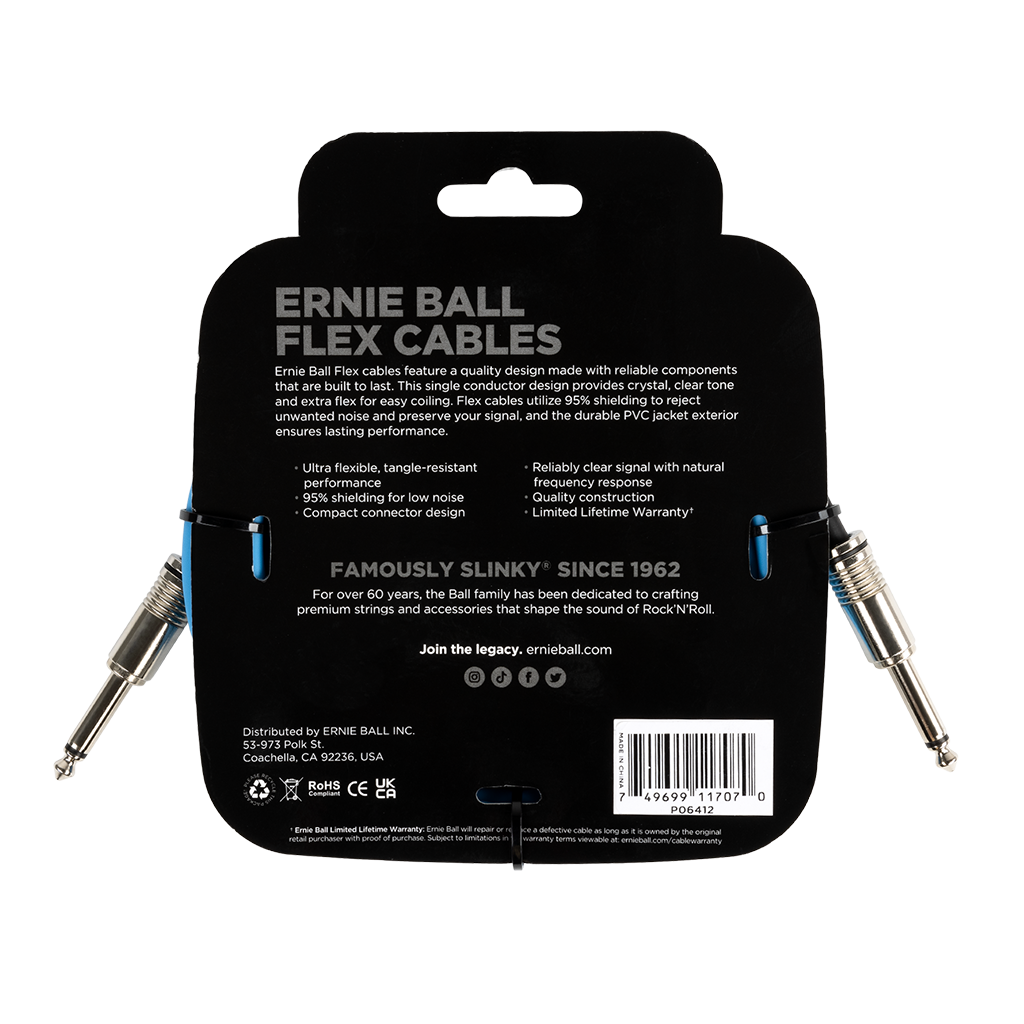 Ernie Ball Flex Instrument Cable 10ft - Blue