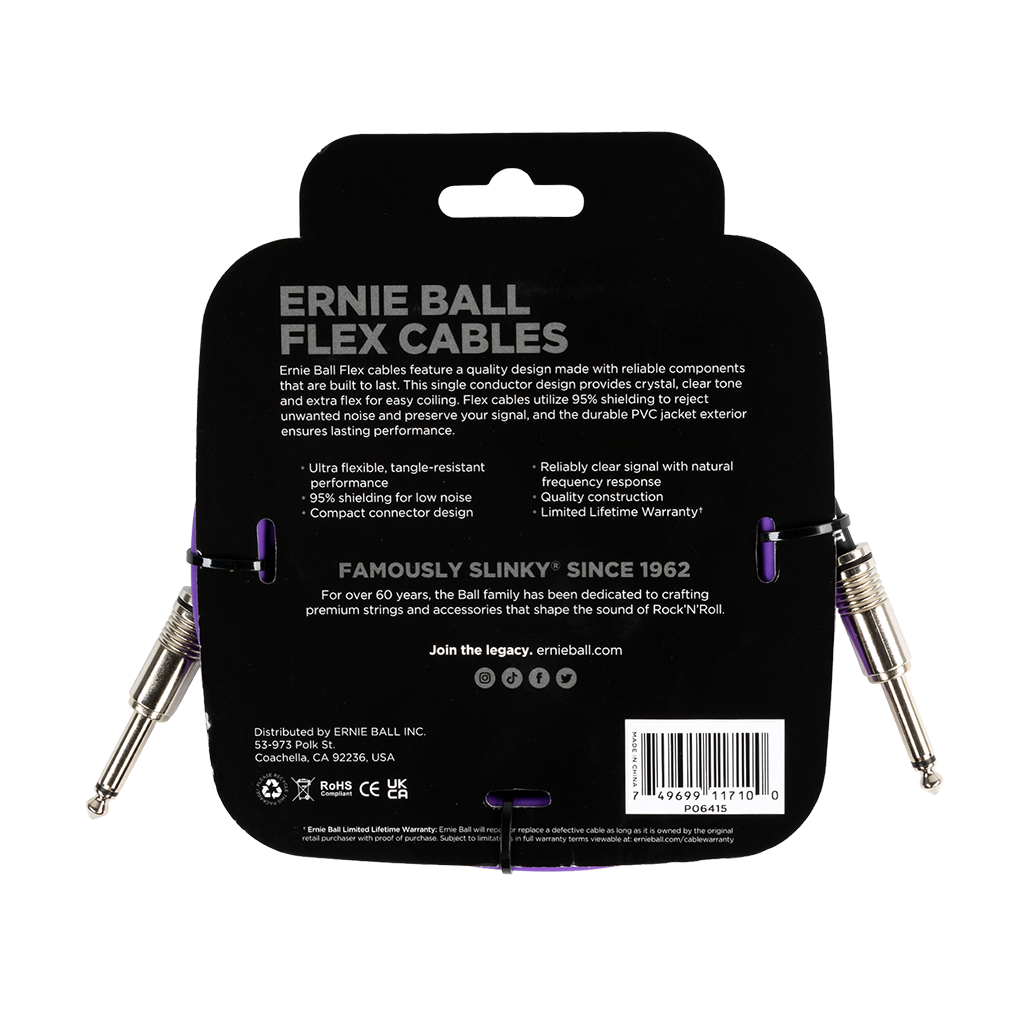 Ernie Ball Flex Instrument Cable 10ft - Purple