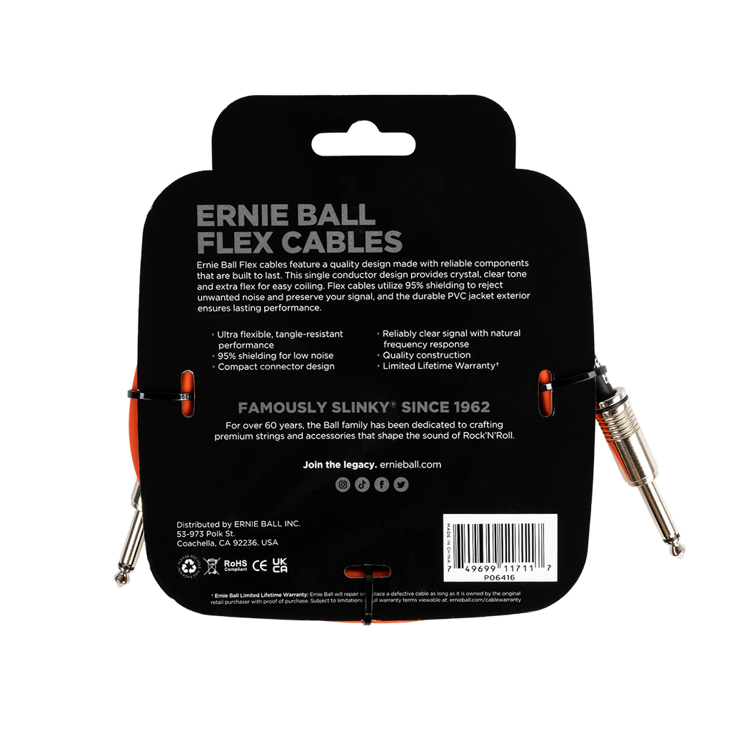 Ernie Ball Flex Instrument Cable 10ft - Orange