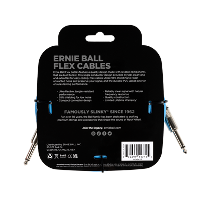 Ernie Ball Flex Instrument Cable 20ft - Blue