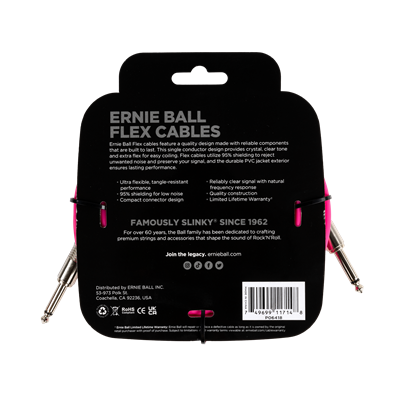 Ernie Ball Flex Instrument Cable 20ft - Pink