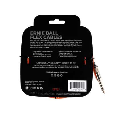 Ernie Ball Flex Instrument Cable 20ft - Orange