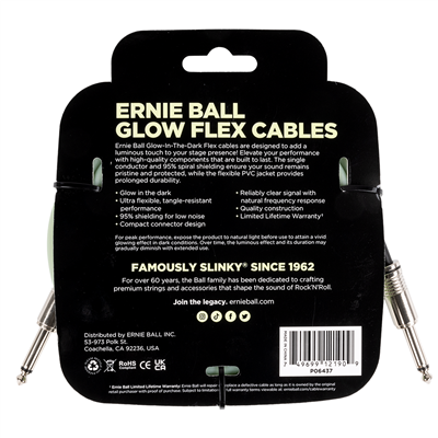 Ernie Ball Flex Instrument Cable 20ft - Glow-in-the-Dark