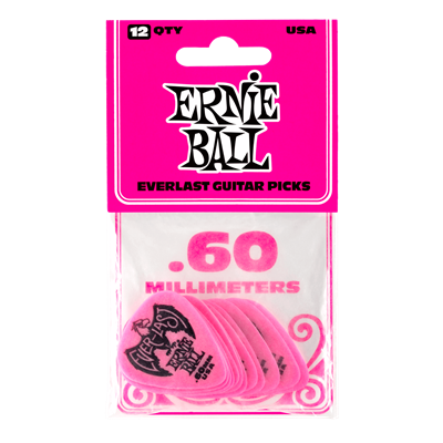 Ernie Ball Everlast Picks 12-Pack - Pink 0.6mm