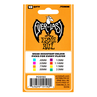 Ernie Ball Everlast Picks 12-Pack - Orange 0.73mm