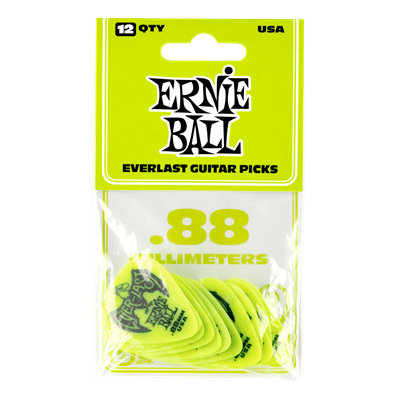 Ernie Ball Everlast Picks 12-Pack - Green 0.88mm