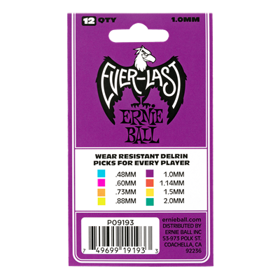 Ernie Ball Everlast Picks 12-Pack - Purple 1.0mm