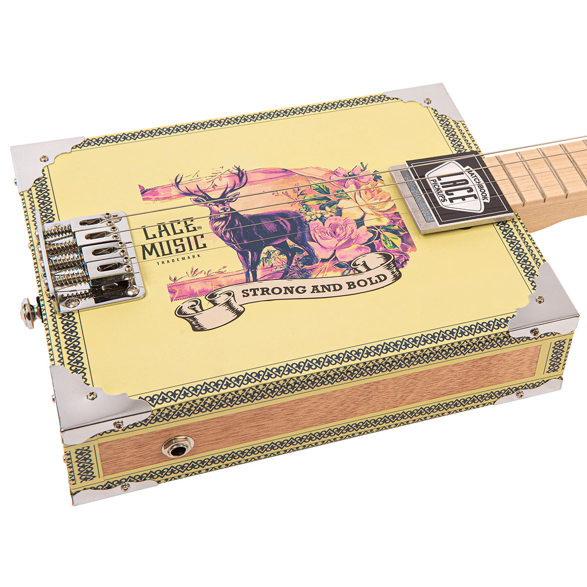 Lace Cigar Box Electric Guitar ~ 4 String ~ Deer Crossing