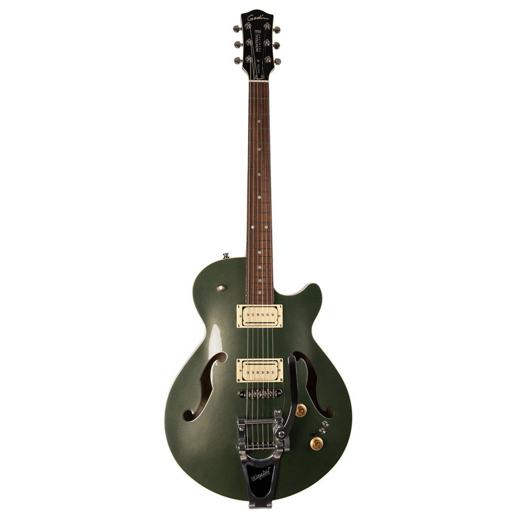 Godin Montreal Premiere LTD Semi-Acoustic Guitar ~ Desert Green with Bigsby and Bag