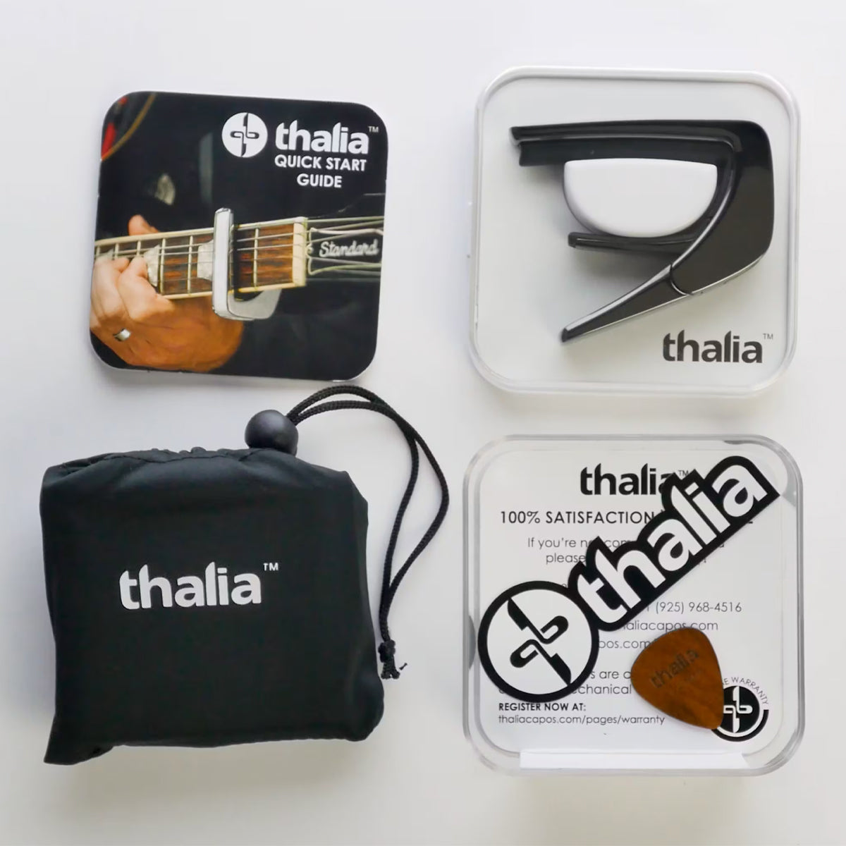 Thalia Exotic Series Wood Collection Capo ~ Chrome with Santos Rosewood Inlay