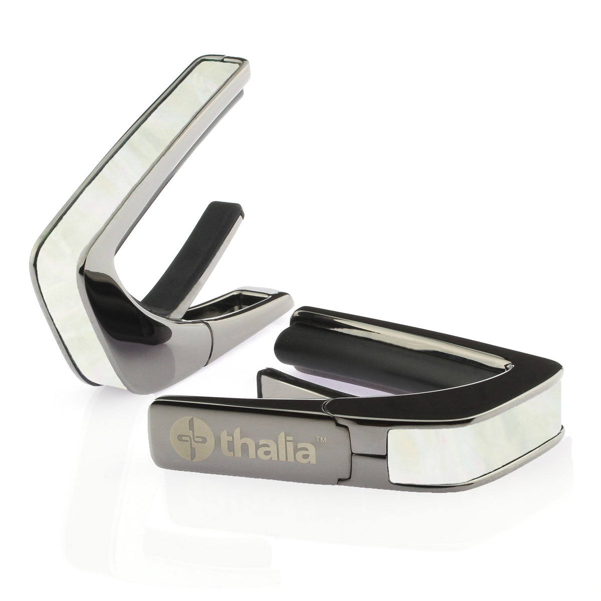 Thalia Exotic Series Shell Collection Capo ~ Black Chrome with Mother of Pearl Inlay