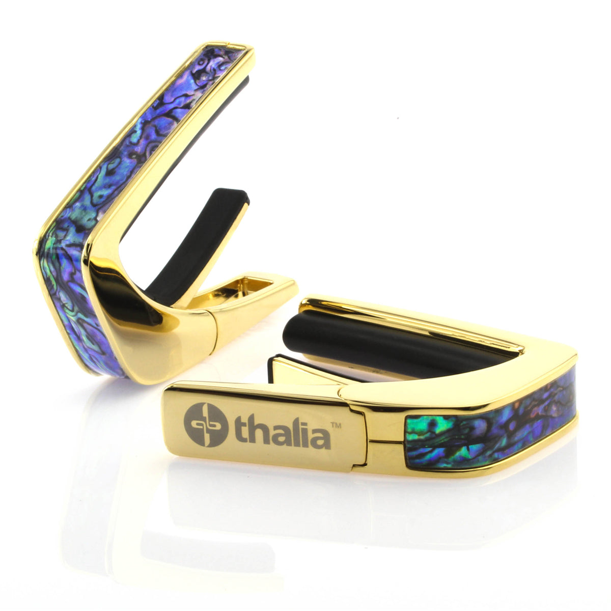 Thalia Exotic Series Shell Collection Capo ~ Gold with Blue Abalone Inlay