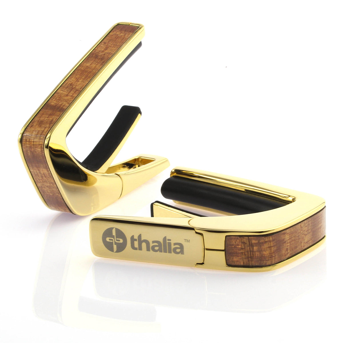 Thalia Exotic Series Wood Collection Capo ~ Gold with Sapele Inlay