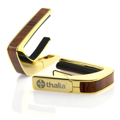 Thalia Exotic Series Wood Collection Capo ~ Gold with Santos Rosewood Inlay