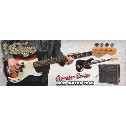 Vintage V49 Coaster Series Bass Guitar Pack ~ Boulevard Black