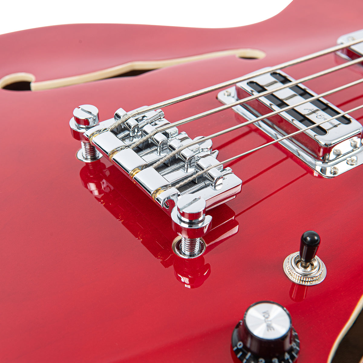 Vintage REVO Series 'Supreme' Semi Acoustic Bass - Cherry Red