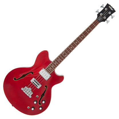 Vintage REVO Series 'Supreme' Semi Acoustic Bass - Cherry Red