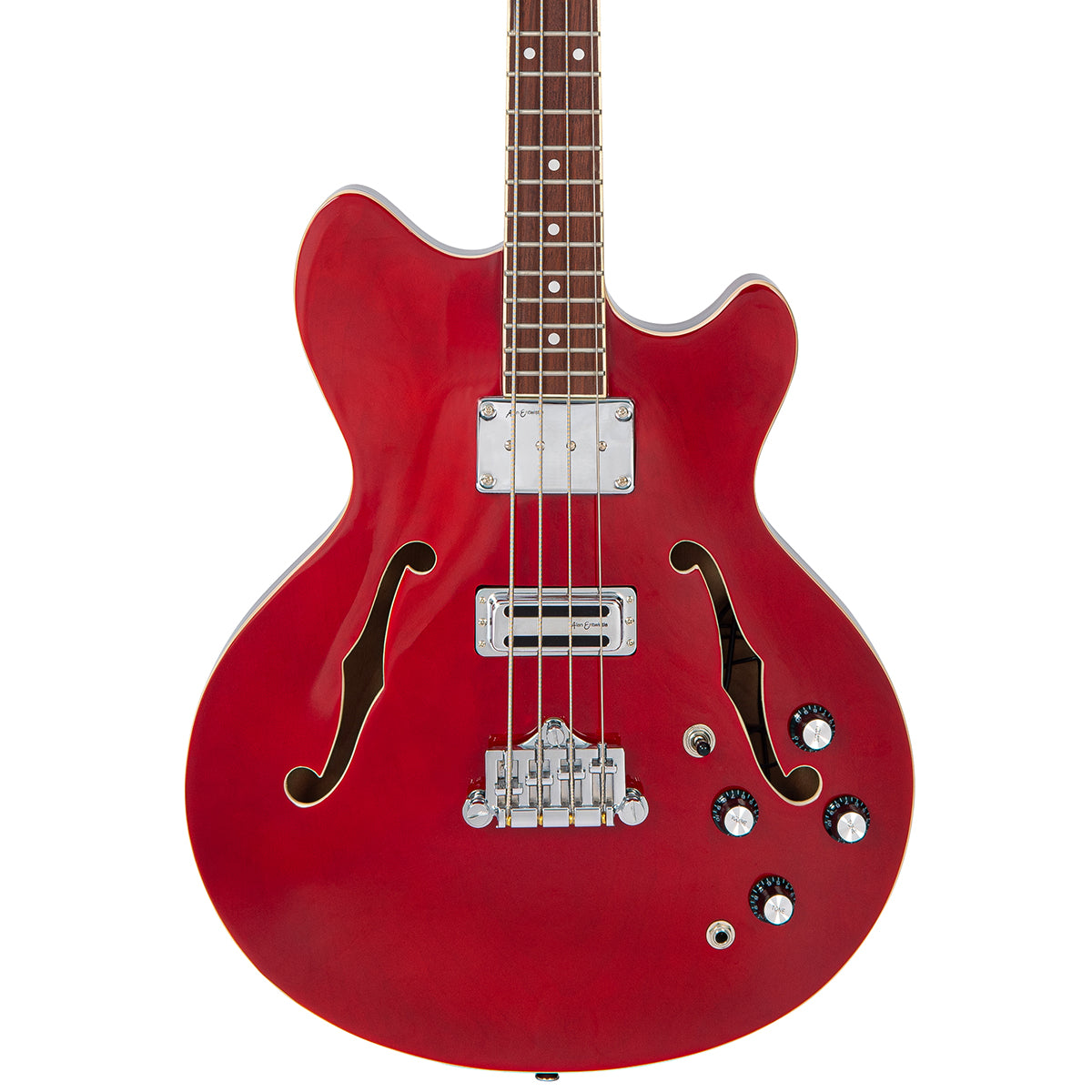 Vintage REVO Series 'Supreme' Semi Acoustic Bass - Cherry Red