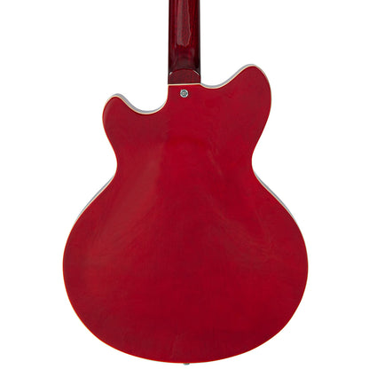 Vintage REVO Series 'Supreme' Semi Acoustic Bass - Cherry Red