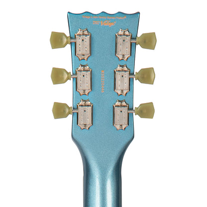 Vintage VSA500B ReIssued Semi Acoustic Guitar w/Bigsby ~ Gun Hill Blue