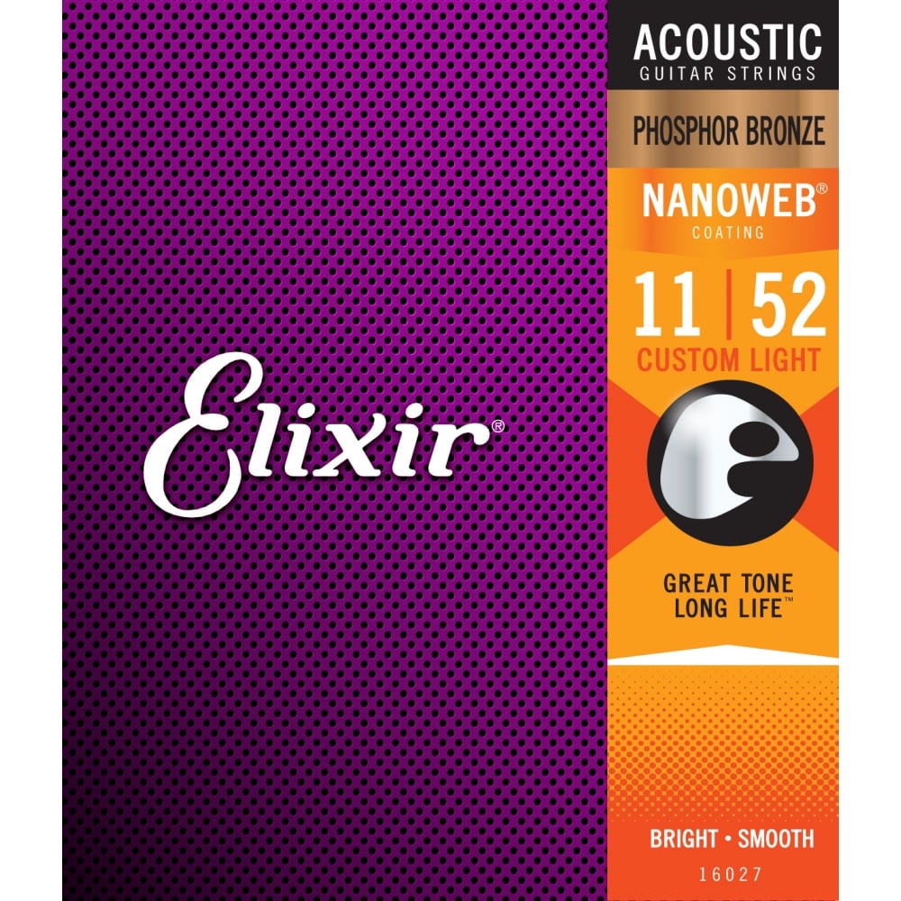 Elixir Nanoweb 11-52 80/20 Bronze Acoustic Guitar Strings