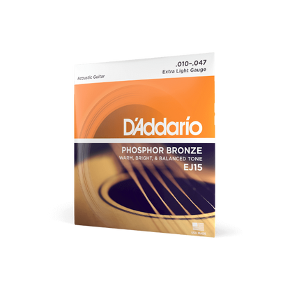 D'Addario 10-47 - Extra Light Phosphor Bronze Acoustic Guitar Strings