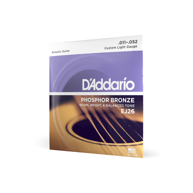 D'Addario 11-52 - Custom Light Phosphor Bronze Acoustic Guitar Strings